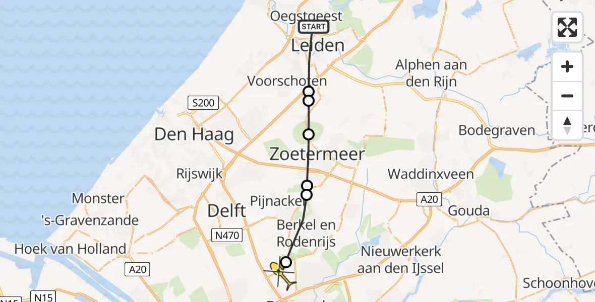 Routekaart van de vlucht: Lifeliner 2 naar Rotterdam The Hague Airport