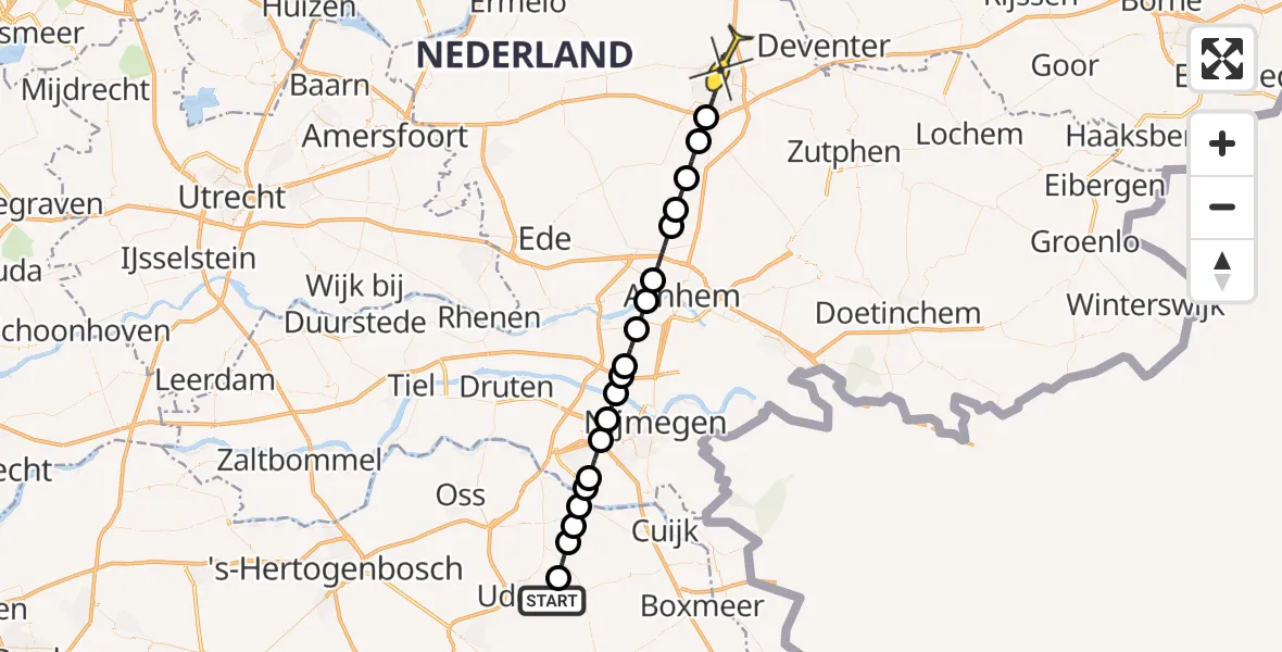 Routekaart van de vlucht: Lifeliner 3 naar Apeldoorn