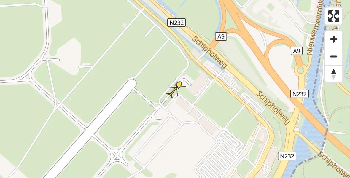 Vluchtroute Politiehelikopter van Schiphol naar Schiphol