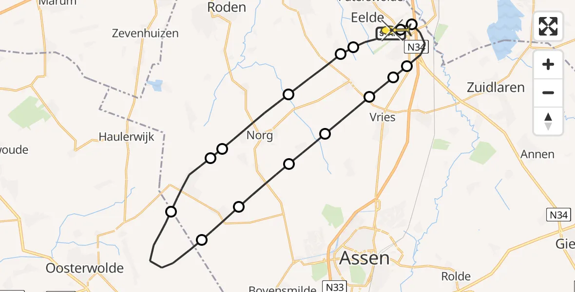 Routekaart van de vlucht: Lifeliner 4 naar Groningen Airport Eelde