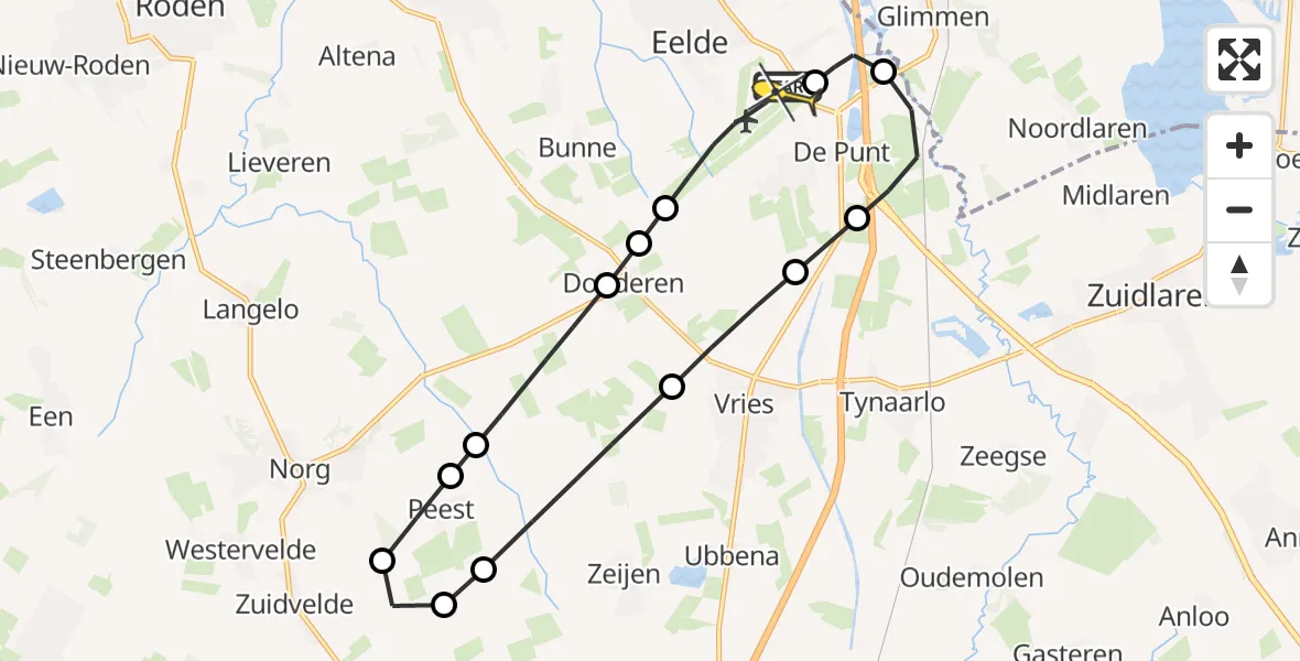 Routekaart van de vlucht: Lifeliner 4 naar Groningen Airport Eelde