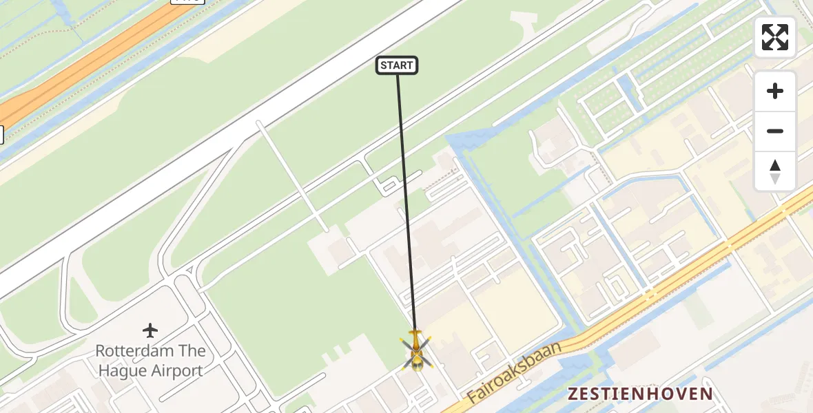 Vluchtroute Traumahelikopter Rotterdam The Hague Airport - Rotterdam The Hague Airport, 10 november 2023, 13:12