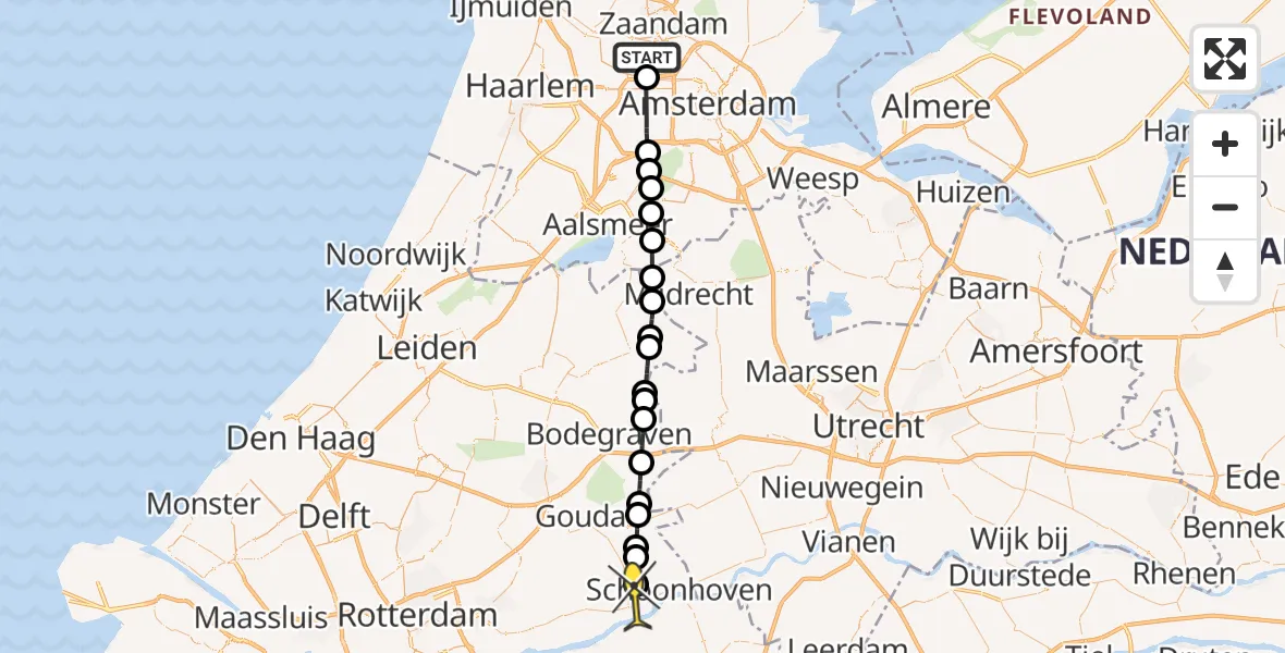 Routekaart van de vlucht: Lifeliner 1 naar Bergambacht