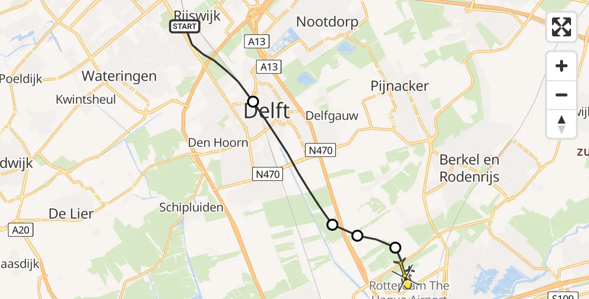 Routekaart van de vlucht: Lifeliner 2 naar Rotterdam The Hague Airport