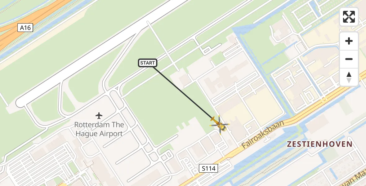 Vluchtroute Traumahelikopter Rotterdam The Hague Airport - Rotterdam The Hague Airport, 10 november 2023, 13:43