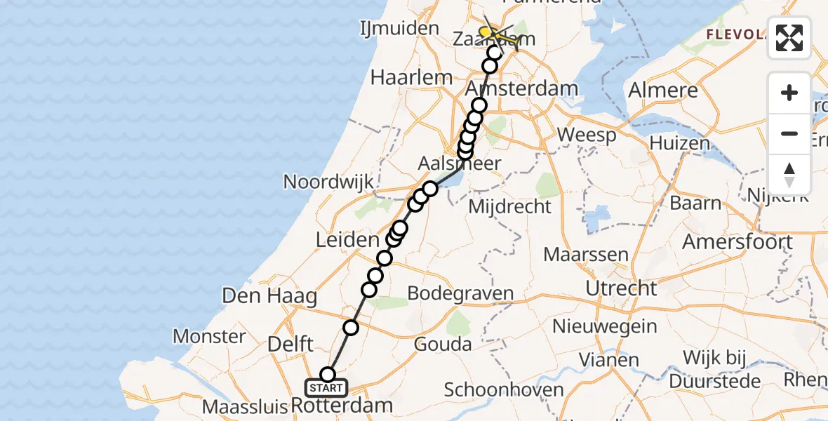 Routekaart van de vlucht: Lifeliner 2 naar Zaandam