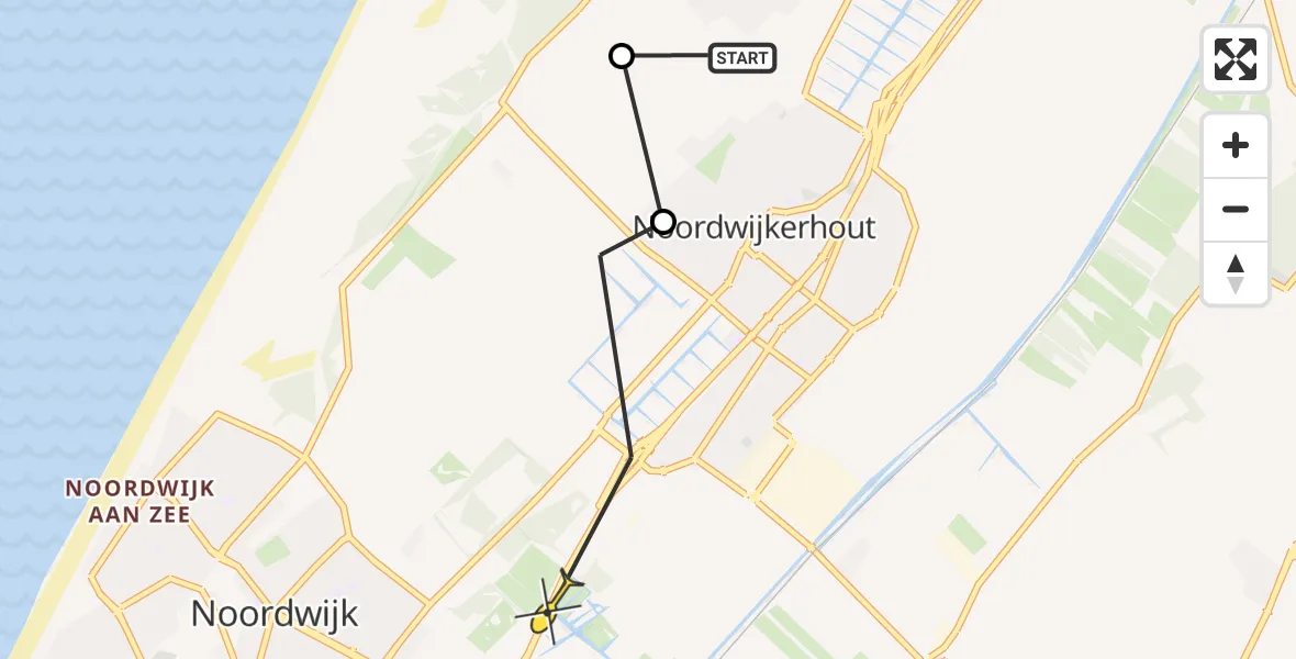 Routekaart van de vlucht: Ambulanceheli naar Noordwijkerhout