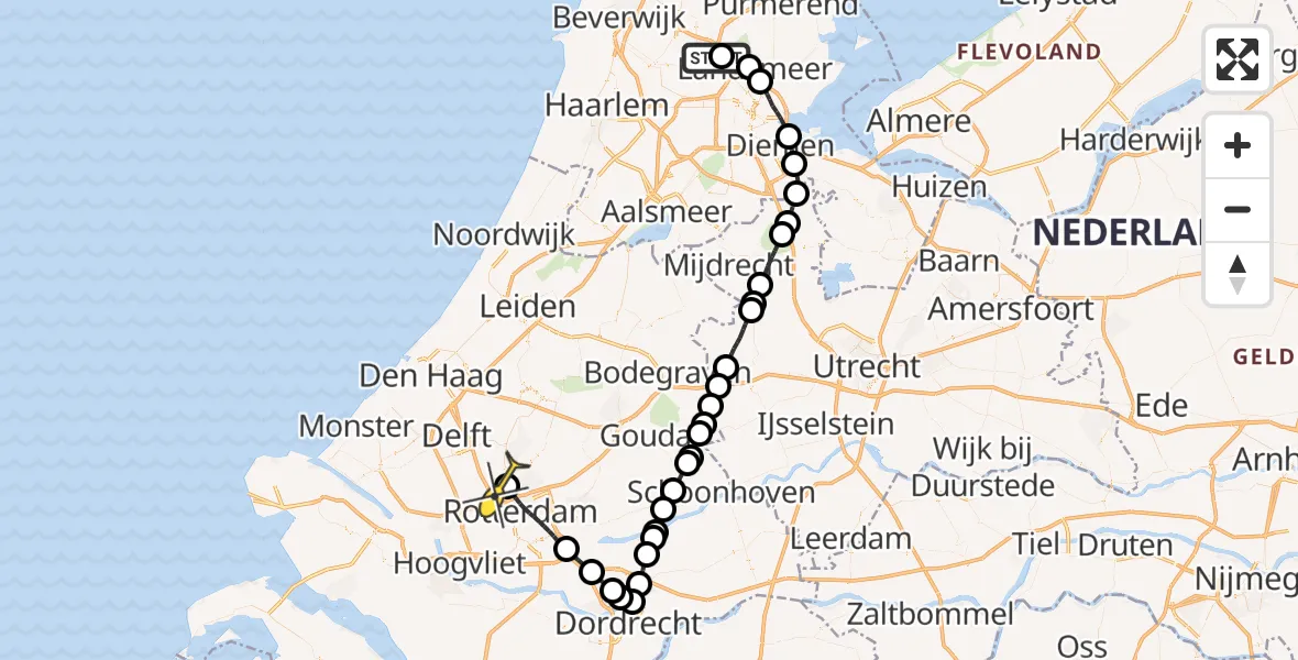 Routekaart van de vlucht: Lifeliner 2 naar Rotterdam The Hague Airport