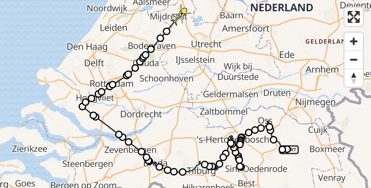 Routekaart van de vlucht: Politieheli naar Vinkeveen