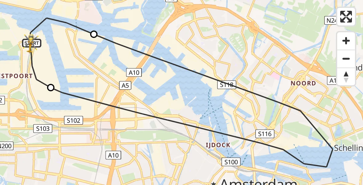 Vluchtroute Traumahelikopter Amsterdam Heliport - Amsterdam Heliport, 10 november 2023, 21:10