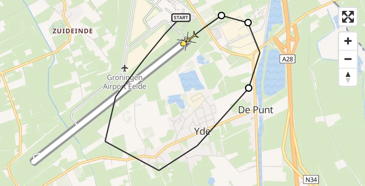 Routekaart van de vlucht: Lifeliner 4 naar Groningen Airport Eelde