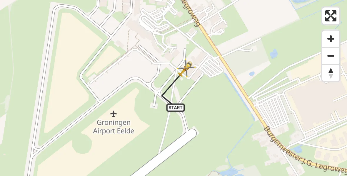 Vluchtroute Traumahelikopter Groningen Airport Eelde - Groningen Airport Eelde, 11 november 2023, 00:51