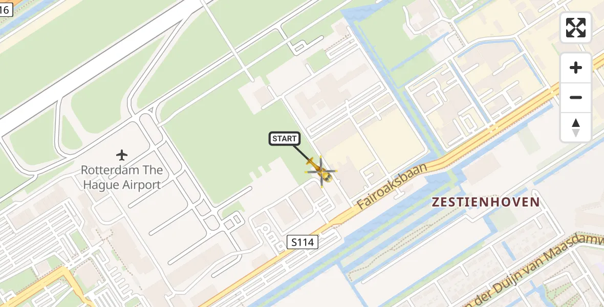 Vluchtroute Traumahelikopter Rotterdam The Hague Airport - Rotterdam The Hague Airport, 11 november 2023, 07:36