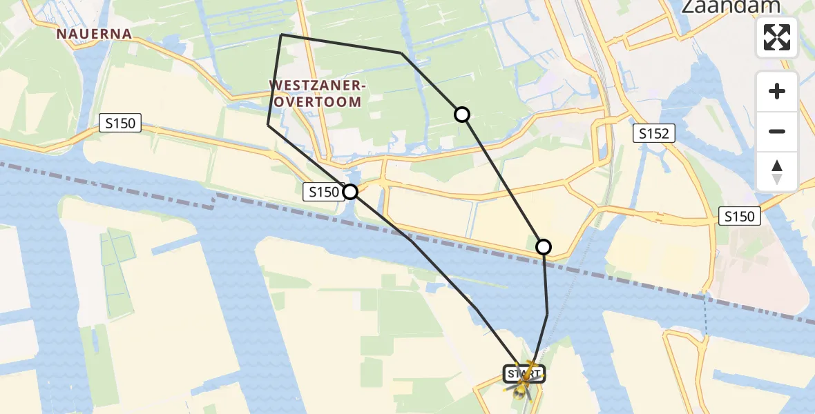 Vluchtroute Traumahelikopter Amsterdam Heliport - Amsterdam Heliport, 11 november 2023, 10:50