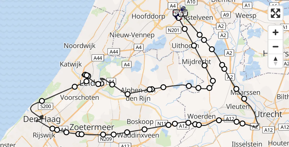 Vluchtroute Politiehelikopter Schiphol - Schiphol, 11 november 2023, 11:11