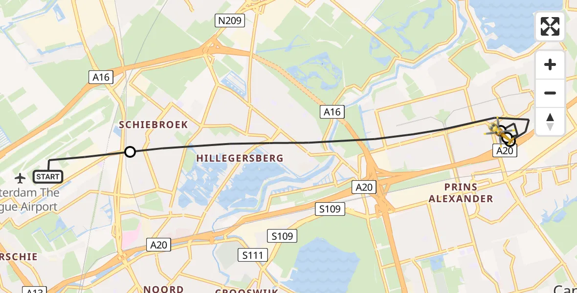 Routekaart van de vlucht: Lifeliner 2 naar Capelle aan den IJssel