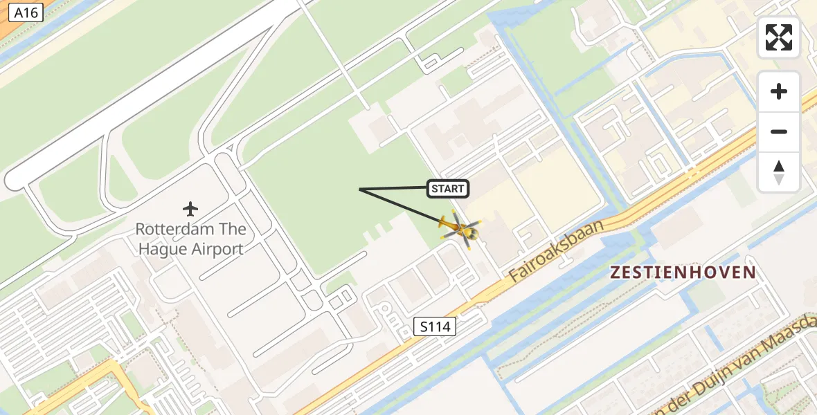 Vluchtroute Traumahelikopter Rotterdam The Hague Airport - Rotterdam The Hague Airport, 11 november 2023, 12:45