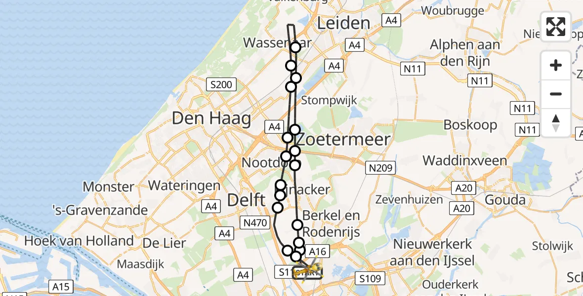 Vluchtroute Traumahelikopter Rotterdam The Hague Airport - Rotterdam The Hague Airport, 11 november 2023, 13:32