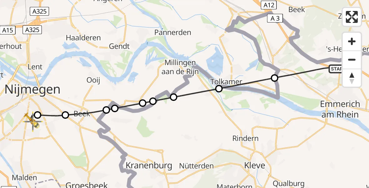 Vluchtroute Traumahelikopter Emmerik aan de Rijn - Radboud Universitair Medisch Centrum, 11 november 2023, 16:43
