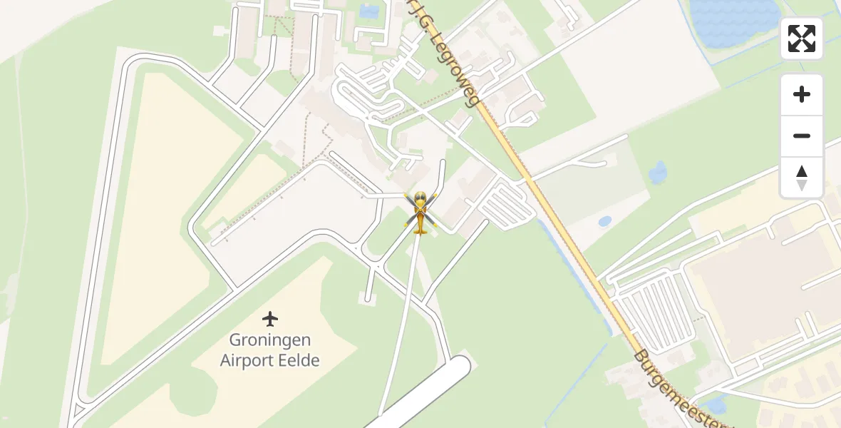 Vluchtroute Traumahelikopter Groningen Airport Eelde - Groningen Airport Eelde, 11 november 2023, 18:21