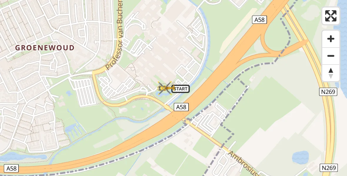 Vluchtroute Traumahelikopter Tilburg - Tilburg, 11 november 2023, 20:51