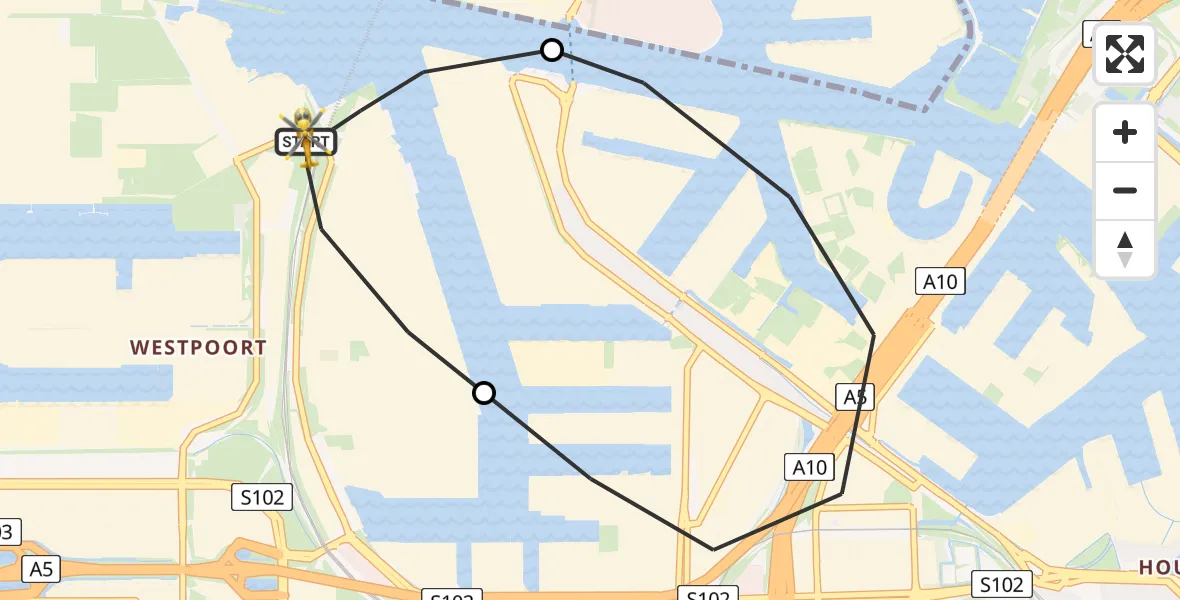 Vluchtroute Traumahelikopter Amsterdam Heliport - Amsterdam Heliport, 11 november 2023, 23:59