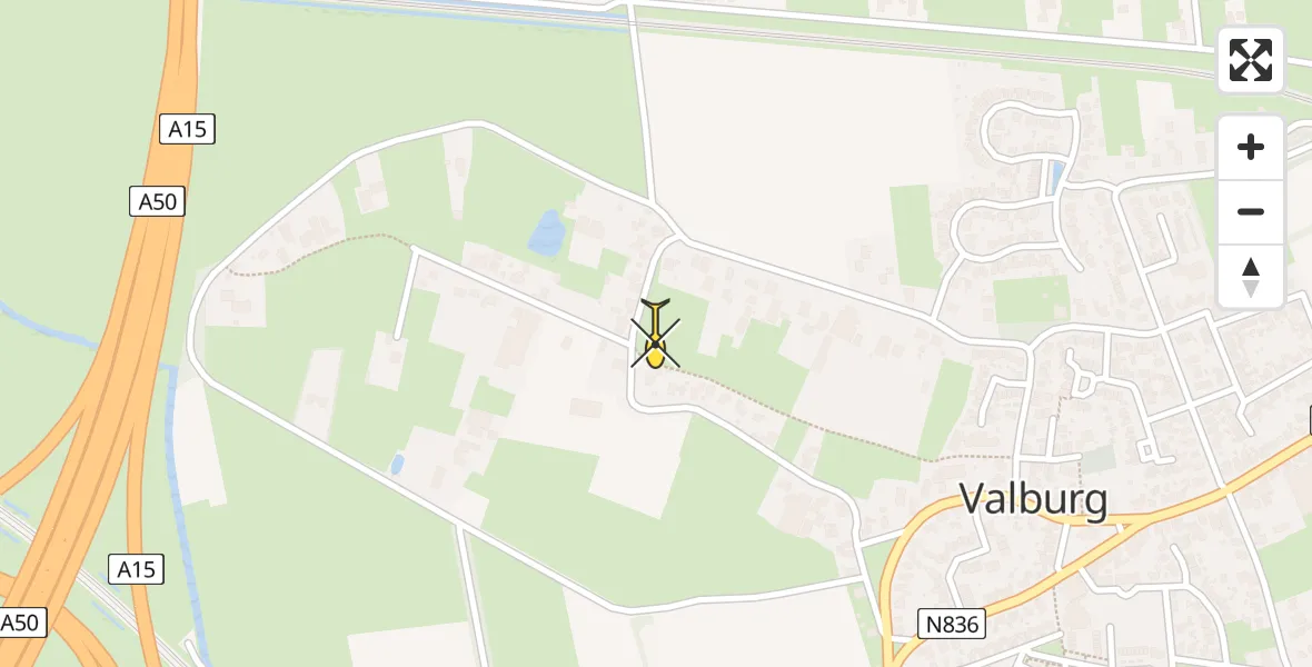 Routekaart van de vlucht: Traumahelikopter naar Valburg