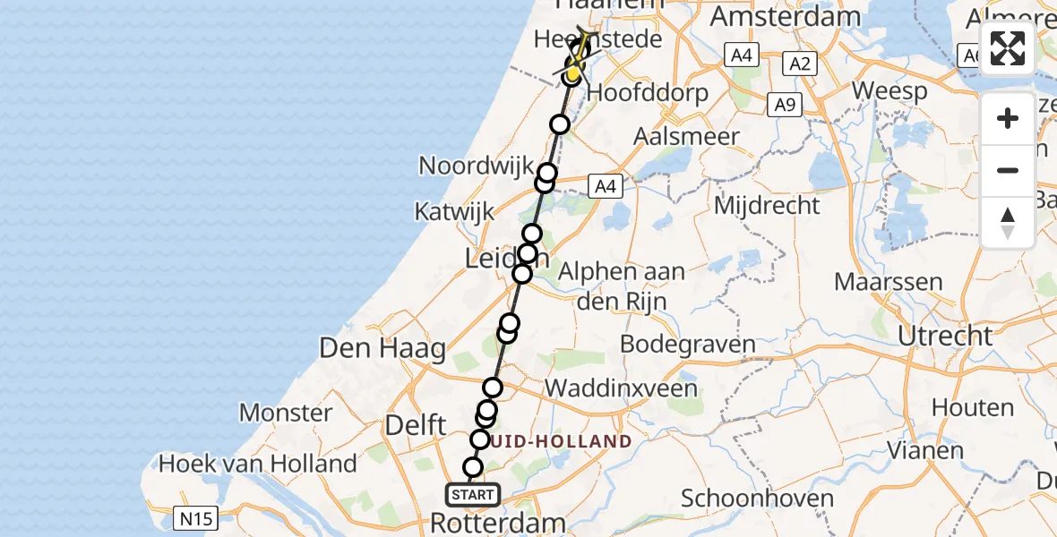 Routekaart van de vlucht: Lifeliner 2 naar Heemstede