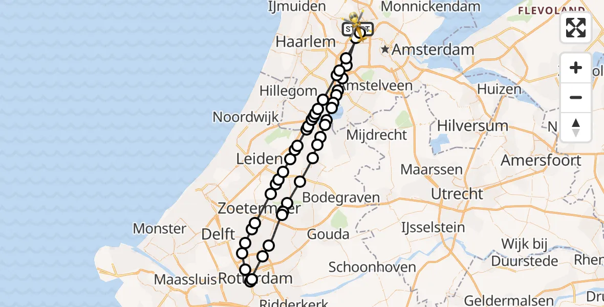 Vluchtroute Traumahelikopter Amsterdam Heliport - Amsterdam Heliport, 12 november 2023, 03:23