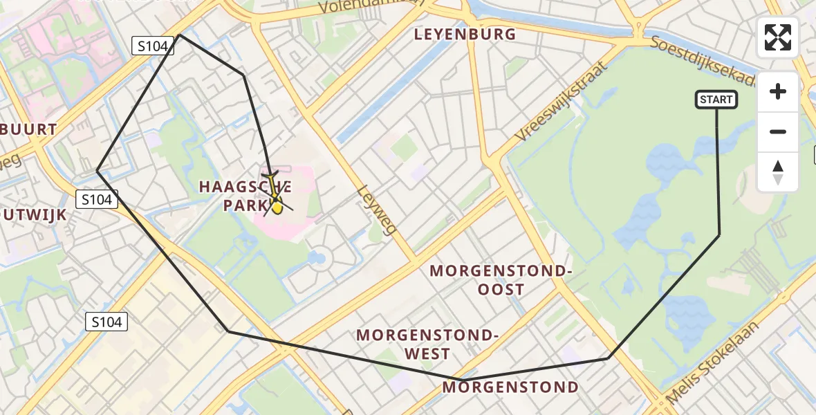 Routekaart van de vlucht: Lifeliner 2 naar Den Haag