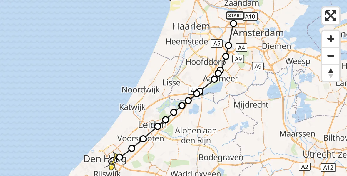 Routekaart van de vlucht: Lifeliner 1 naar Voorburg