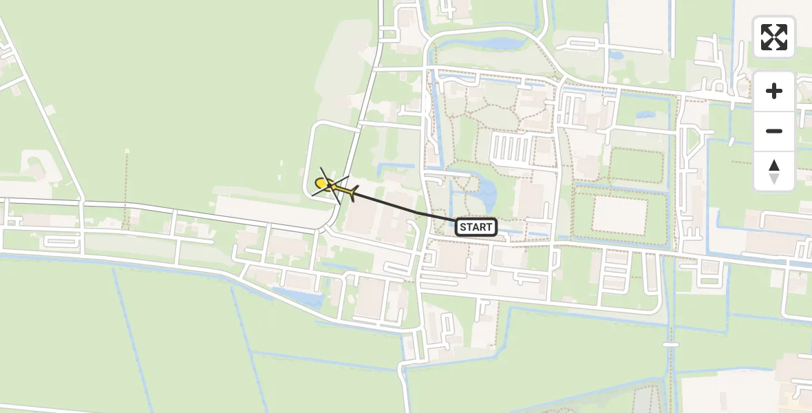 Vluchtroute Ambulancehelikopter van Vliegbasis Leeuwarden naar Vliegbasis Leeuwarden