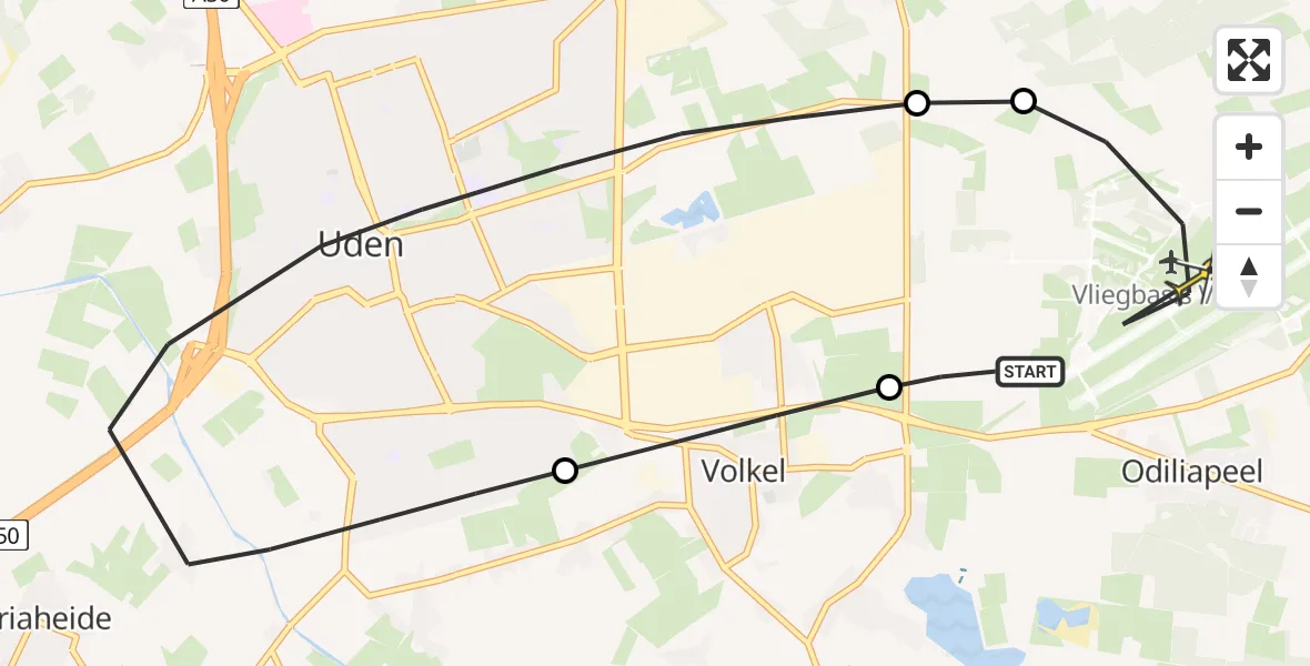 Routekaart van de vlucht: Lifeliner 3 naar Vliegbasis Volkel