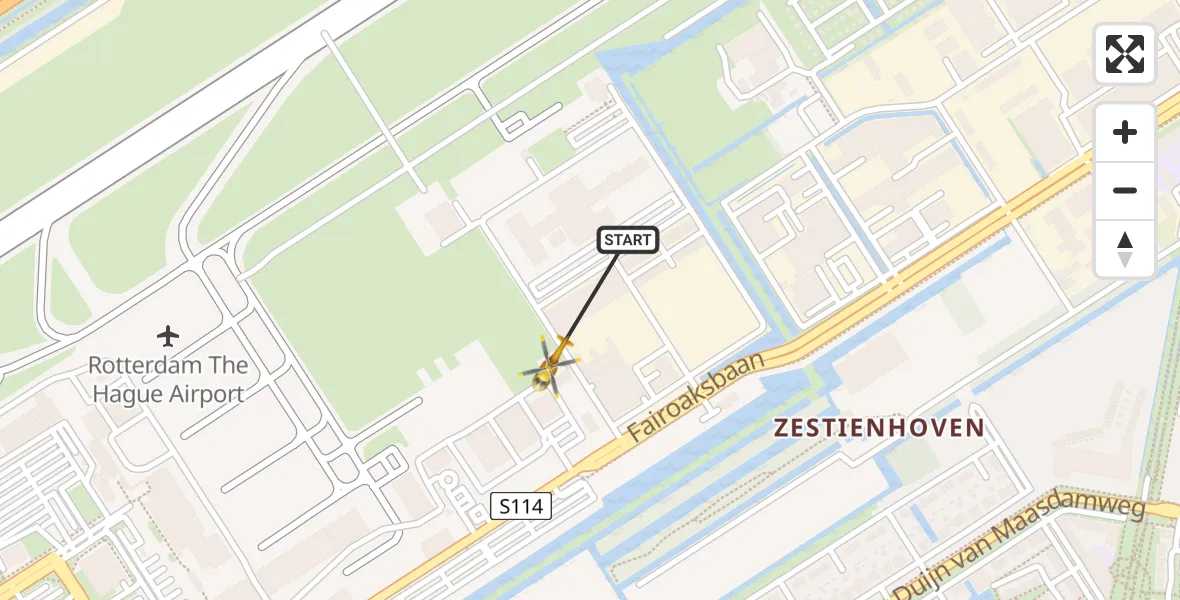 Vluchtroute Traumahelikopter Rotterdam The Hague Airport - Rotterdam The Hague Airport, 13 november 2023, 08:41