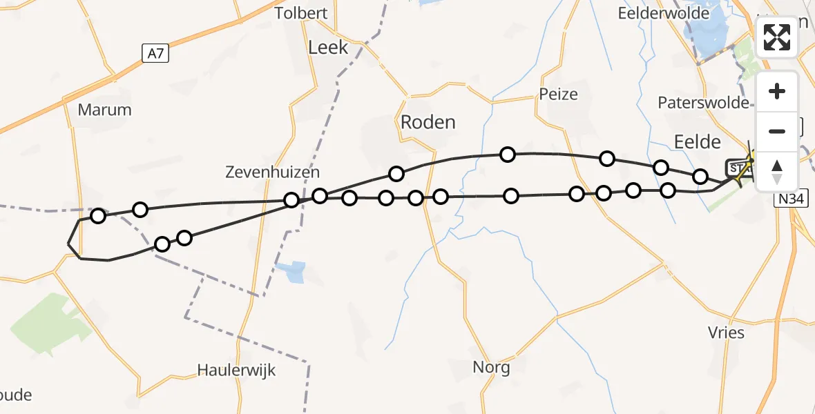 Routekaart van de vlucht: Lifeliner 4 naar Groningen Airport Eelde