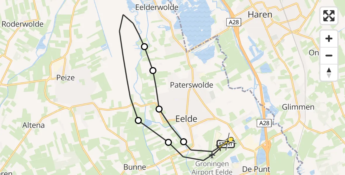Routekaart van de vlucht: Lifeliner 4 naar Groningen Airport Eelde