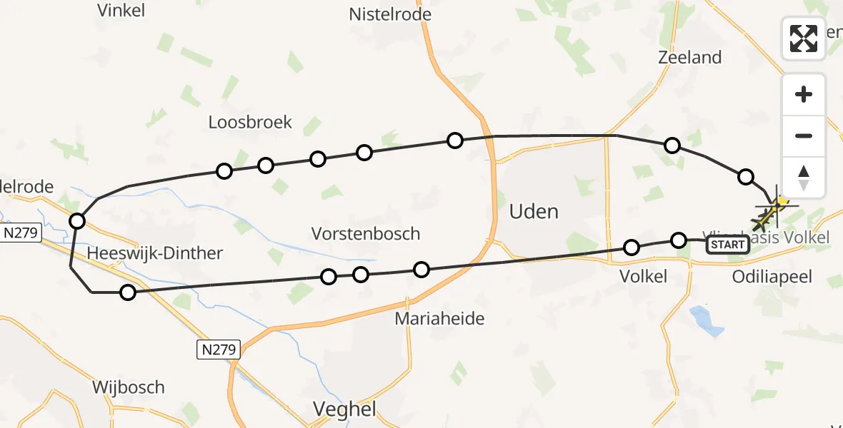 Routekaart van de vlucht: Lifeliner 3 naar Vliegbasis Volkel