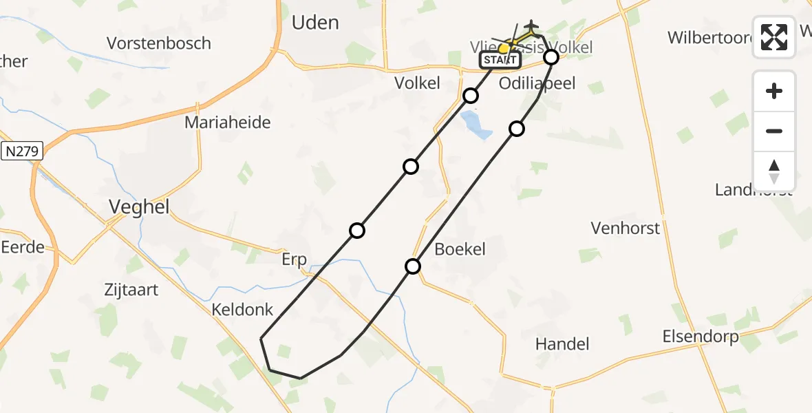 Routekaart van de vlucht: Lifeliner 3 naar Vliegbasis Volkel