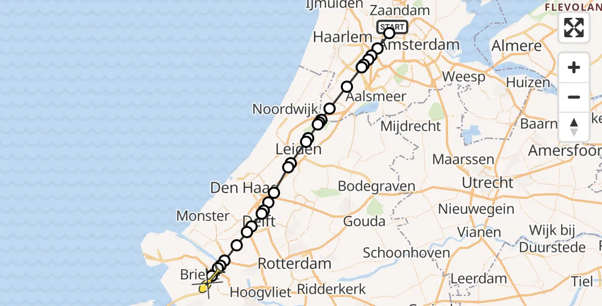 Routekaart van de vlucht: Lifeliner 1 naar Vierpolders