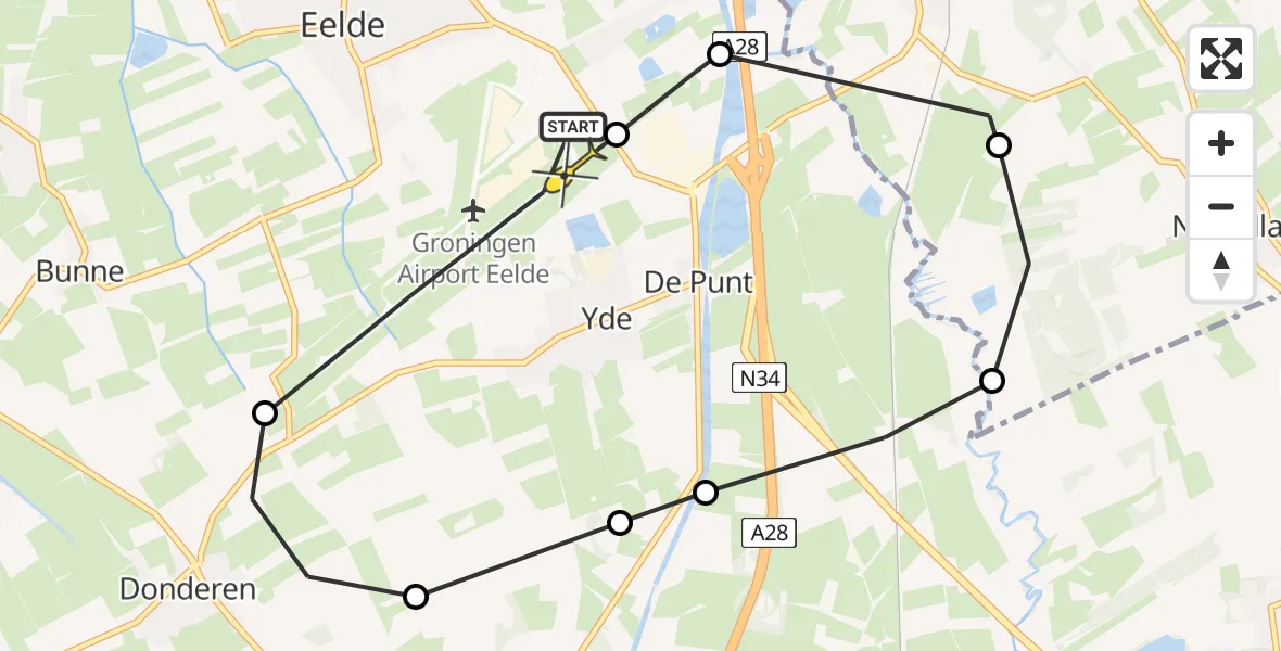 Routekaart van de vlucht: Lifeliner 4 naar Groningen Airport Eelde