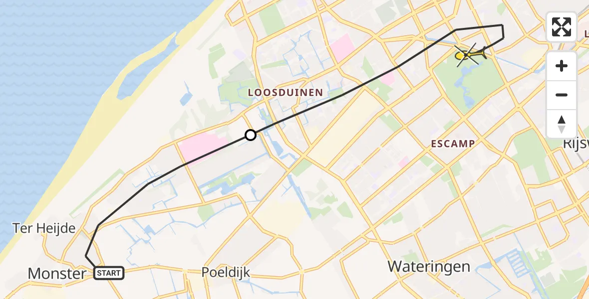 Routekaart van de vlucht: Lifeliner 2 naar Den Haag