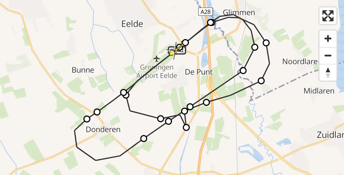 Routekaart van de vlucht: Lifeliner 4 naar Groningen Airport Eelde