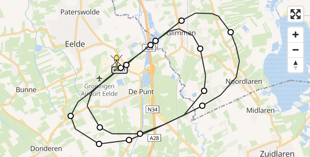 Routekaart van de vlucht: Lifeliner 4 naar Groningen Airport Eelde