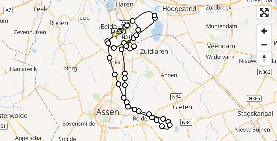 Routekaart van de vlucht: Lifeliner 4 naar Groningen Airport Eelde