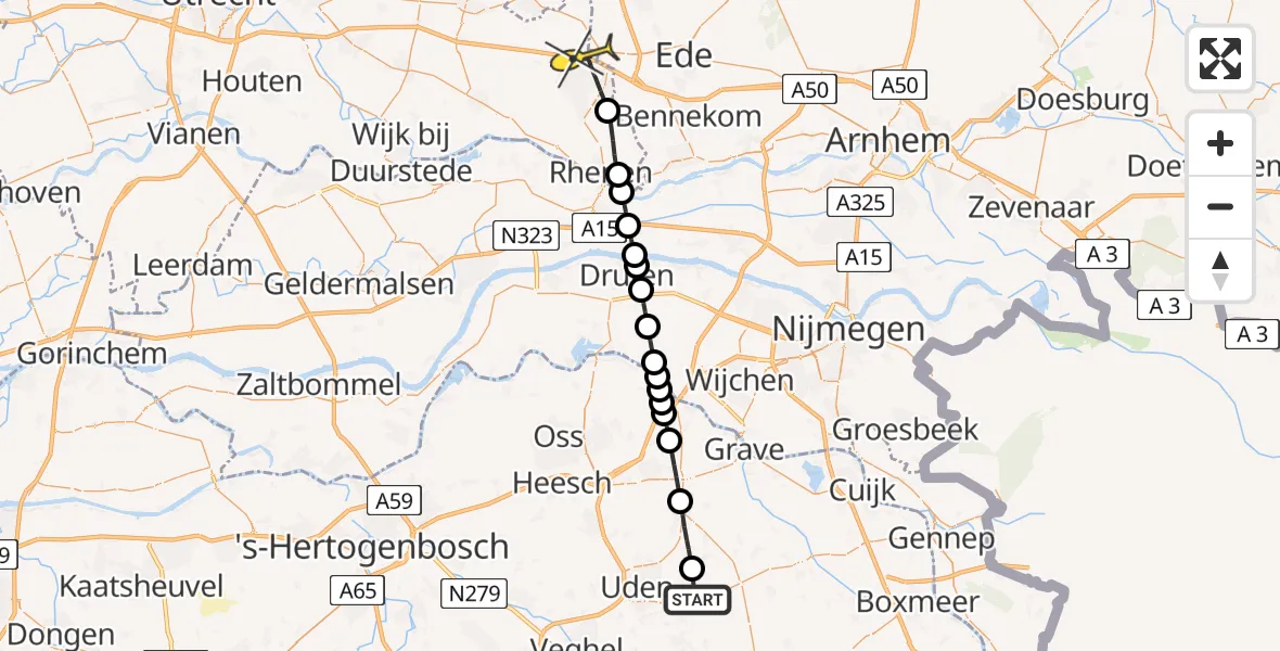 Routekaart van de vlucht: Lifeliner 3 naar Veenendaal