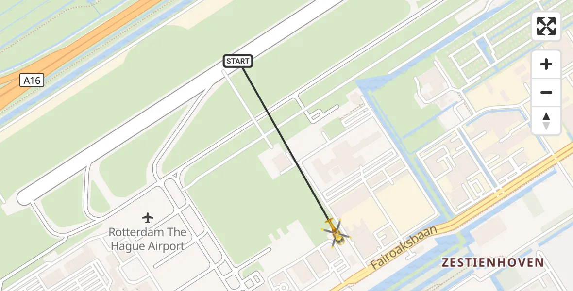Vluchtroute Traumahelikopter Rotterdam The Hague Airport - Rotterdam The Hague Airport, 13 november 2023, 19:36