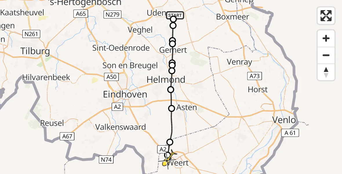 Routekaart van de vlucht: Lifeliner 3 naar Weert