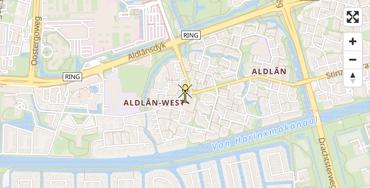 Vluchtroute Ambulancehelikopter van Leeuwarden naar Leeuwarden