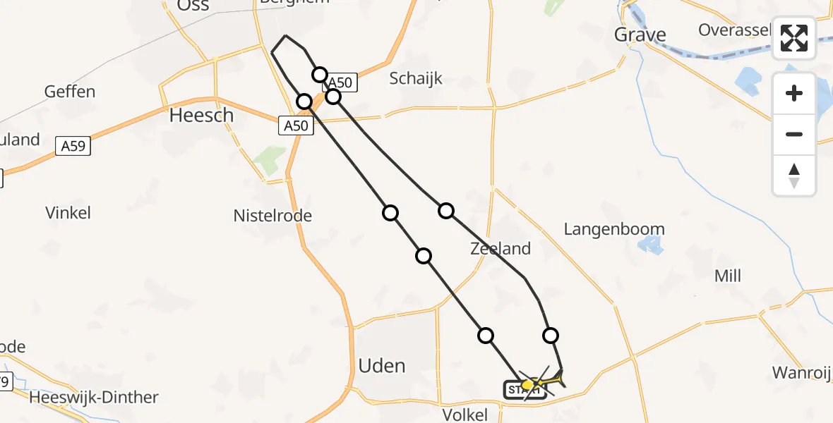 Routekaart van de vlucht: Lifeliner 3 naar Vliegbasis Volkel