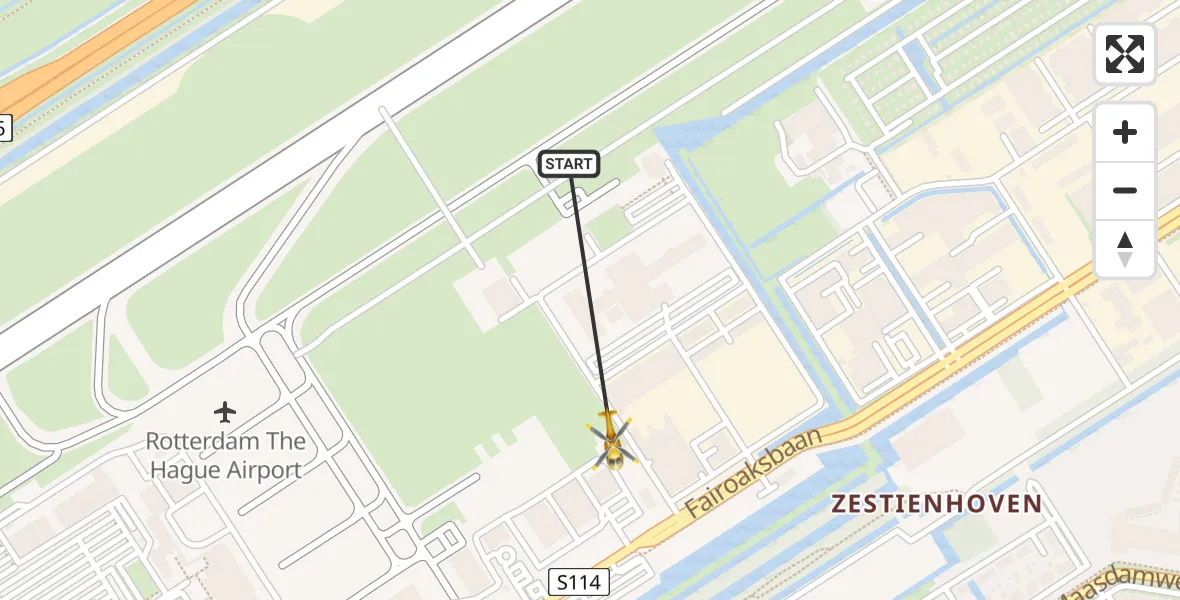 Vluchtroute Traumahelikopter Rotterdam The Hague Airport - Rotterdam The Hague Airport, 14 november 2023, 07:33